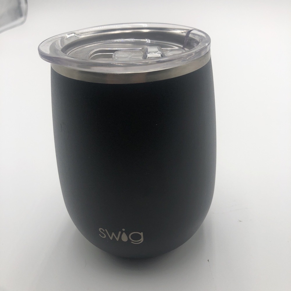 Swig 14oz Coffee Mug Tumbler Travel New With Tag Black Clear Lid Sippy Cup